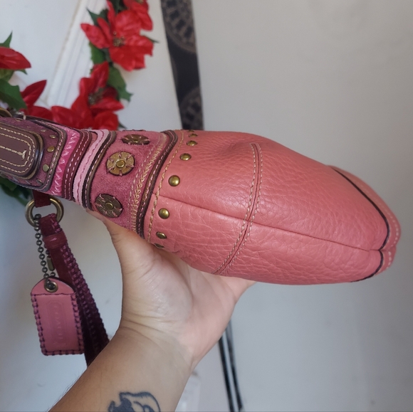 Y2K Coach Leather Small Hobo In Rose 10477 HTF💗🤎 - Picture 7 of 13